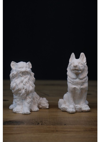 Luxury Kedi ve Köpek Biblo / Kedi ve Köpek Heykeli 1 Adet