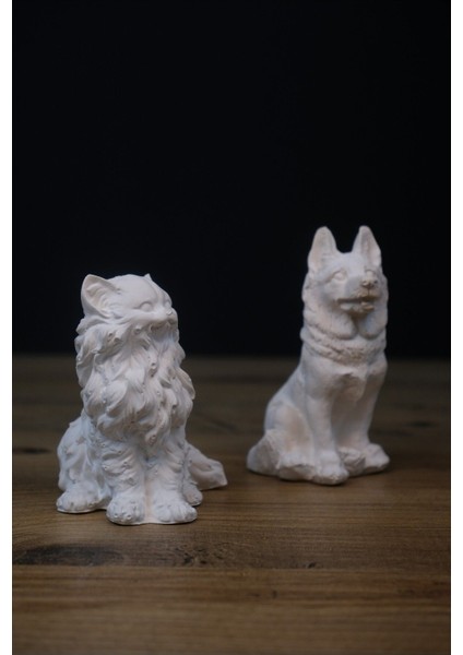 Luxury Kedi ve Köpek Biblo / Kedi ve Köpek Heykeli 1 Adet