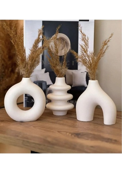 Luxury Minimal Üçlü Süs Takım, Vazo, Ev Dekorasyon Ürünü, Hediyelik Ev Eşyası, Biblo Süs 1 Adet