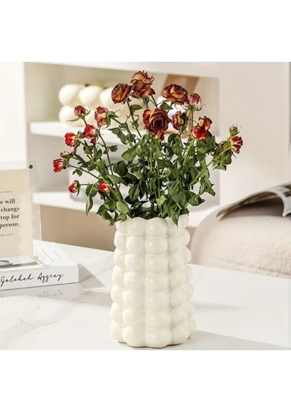 Luxury Beyaz Bubble Vazo Büyük Boy / Creative Vazo / Dekoratif Hediyelik Vazo (18CM) 1 Adet