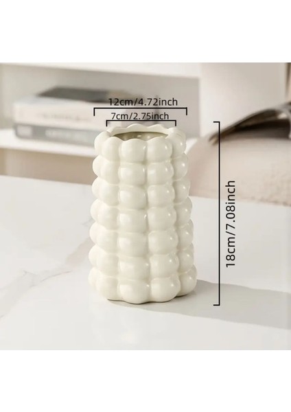 Luxury Beyaz Bubble Vazo Büyük Boy / Creative Vazo / Dekoratif Hediyelik Vazo (18CM) 1 Adet modelleri