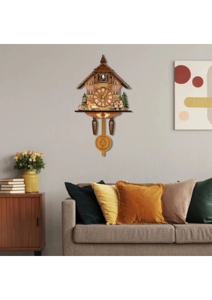 Luxury Hermoso Guguklu Saat Oturma Odası Duvar Saati Retro Tarzı Orman Guguklu Alarmı 1 Adet