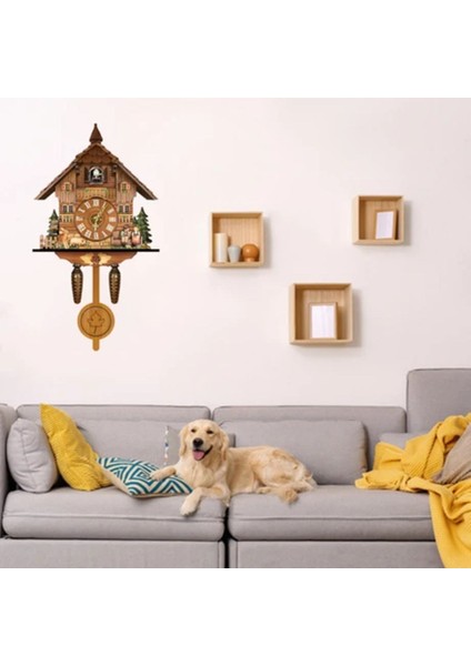 Luxury Hermoso Guguklu Saat Oturma Odası Duvar Saati Retro Tarzı Orman Guguklu Alarmı 1 Adet