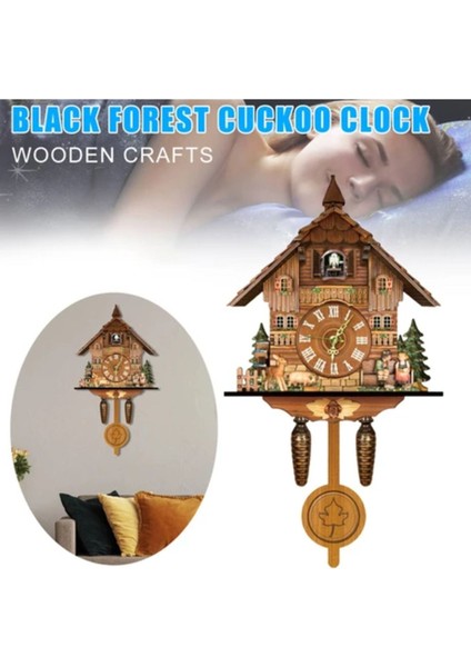 Luxury Hermoso Guguklu Saat Oturma Odası Duvar Saati Retro Tarzı Orman Guguklu Alarmı 1 Adet