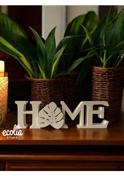 Luxury Bej Home Yazılı Yaprak Detaylı Dekoratif Obje 1 Adet fiyatları