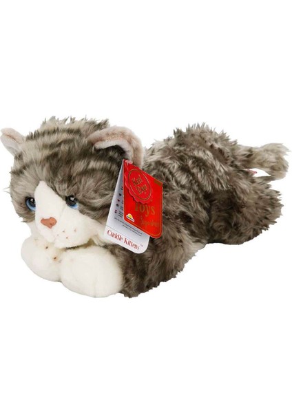 Luxury Yatan Gri Peluş Kedi 32 cm 1 Adet modelleri