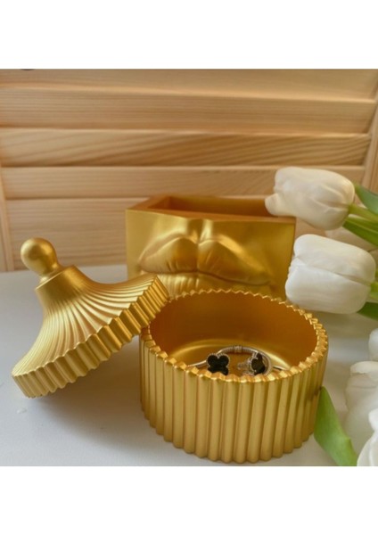 Luxury Dekoratif Takı Kasesi / Dekoratif Kapalı Kutu Gold 1 Adet