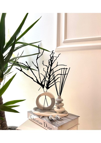 Luxury Modern Yuvarlak Vazo, Tütsü Saklama Vazosu ve Dekoratif Bulut Tepsi 3lü Set 1 Adet