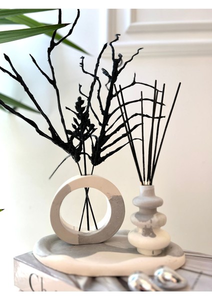 Luxury Modern Yuvarlak Vazo, Tütsü Saklama Vazosu ve Dekoratif Bulut Tepsi 3lü Set 1 Adet