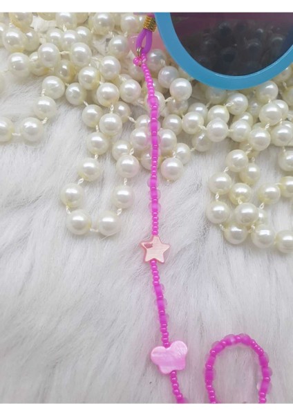 Luxury Zincir.....pembe Kelebekli Taşlı Çocuk Gözluk Zinciri-Çocuk Hediyesi Hediyelik 1 Adet