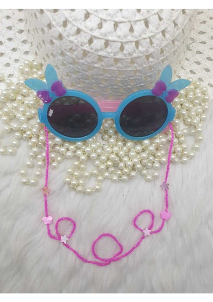 Luxury Zincir.....pembe Kelebekli Taşlı Çocuk Gözluk Zinciri-Çocuk Hediyesi Hediyelik 1 Adet