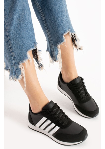Günlük Sneaker Unisex Çizgili Günlük Rahat Kaliteli Konforlu Bağcıklı Sneaker Spor Ayakkabı