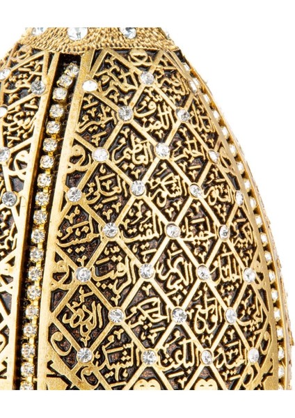 Luxury Esma Ül Hüsna Ayaklı Dua Kozalak Biblo Ev Dekorasyon Aksesuarı Altın 1 Adet