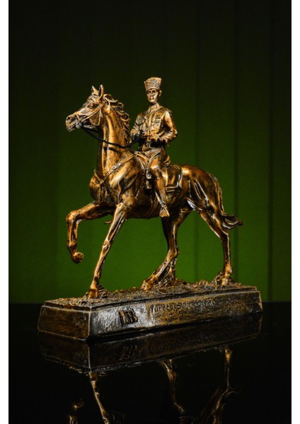 Luxury Özel Tasarım At Üzerinde Mustafa Kemal Atatürk Gold Altın Bronz Heykel Biblo 1 Adet