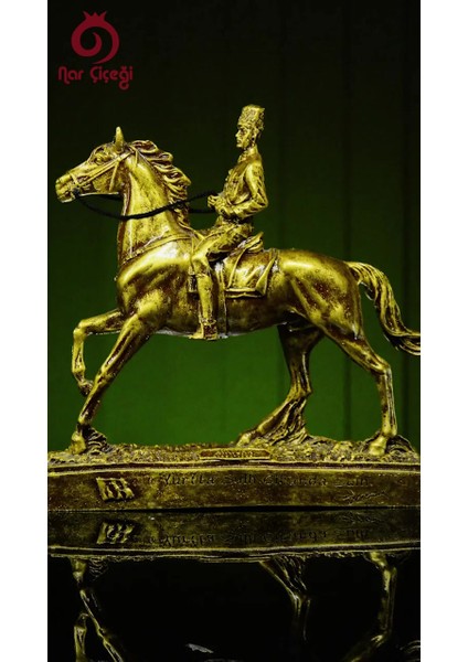Luxury Özel Tasarım At Üzerinde Mustafa Kemal Atatürk Gold Altın Bronz Heykel Biblo 1 Adet