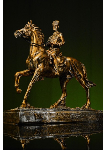 Luxury Özel Tasarım At Üzerinde Mustafa Kemal Atatürk Gold Altın Bronz Heykel Biblo 1 Adet