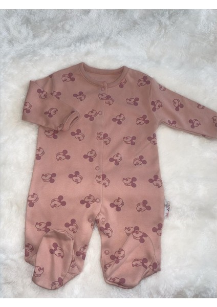 Kız Bebek %100 Pamuk Minnie Mouse Desenli 3-6 -9 Ay Tulum