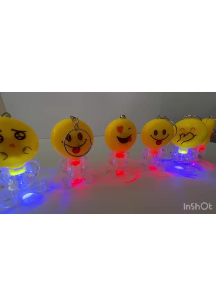 Luxury LED Işıklı Oyuncak Emoji Gülen Surat Anahtarlık 6 Adet 1 Adet fiyatları