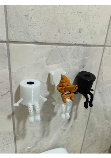 Luxury 3'lü Eğlenceli Banyo Dekoratif Figür Seti /tuvalet Kağıdı, Çöp Kovası, Kaka Emojisi ,klozet Aksesuar 1 Adet