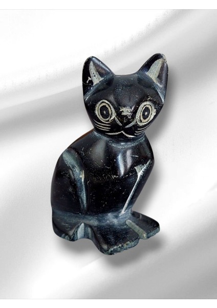 Luxury El Oyması Kedi Figür Doğal Taş Geleneksel El Sanatları Hediyelikler Biblolar 1 Adet