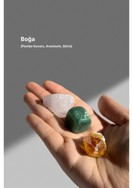 Luxury Boğa Burcu Doğal Taş Seti [sitrin, Aventurin, Pembe Kuvars] 1 Adet fiyatları
