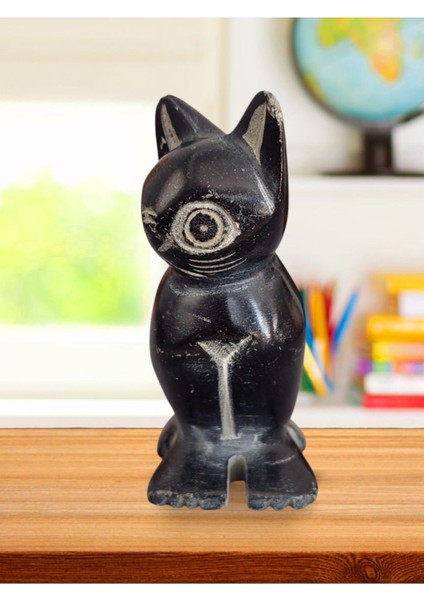 Luxury El Oyması Kedi Figür Doğal Taş Geleneksel El Sanatları Hediyelikler Biblolar 1 Adet