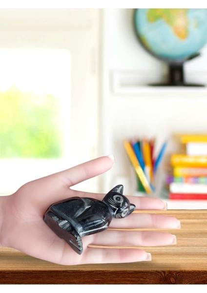 Luxury El Oyması Kedi Figür Doğal Taş Geleneksel El Sanatları Hediyelikler Biblolar 1 Adet