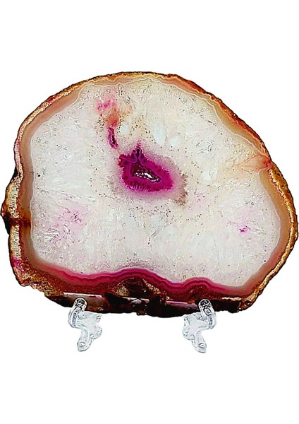 Luxury Natural Pembe Dilim Akik Kristal Lifli Şeffaf Şifa Meditasyon Enerji Doğal Taş Koleksiyonluk 1 Adet
