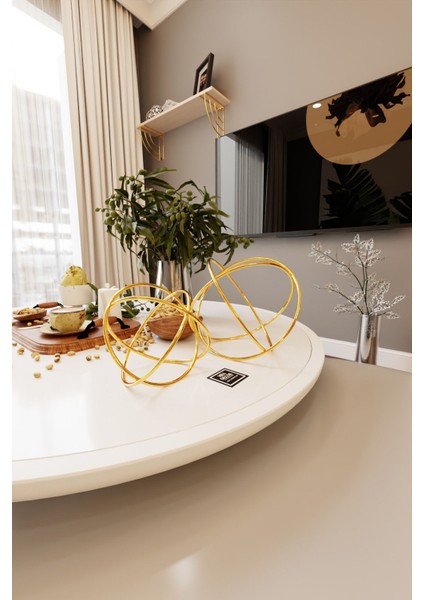 Luxury Orbit Luxe Gold 2'li Dekoratif Metal Küre Seti Masa Üstü Aksesuar Modern Ev Ofis Süs Eşyası 1 Adet modelleri