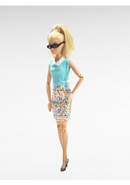 Luxury Mattel Oyuncak Bebek Kıyafeti - Desenli Elbise ve Aksesuar 1 Adet