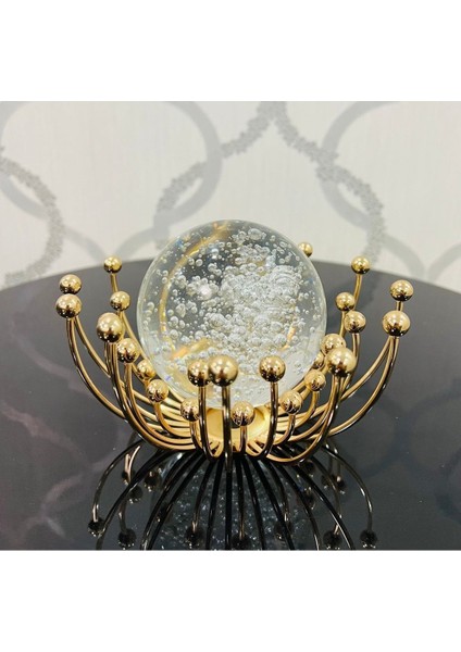 Luxury Dekoratif Metal Damlalı Cam Küre Gold Obje 1 Adet