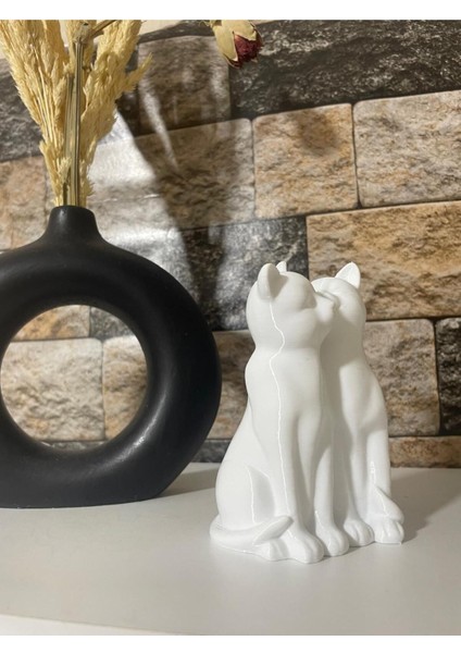 Luxury Dekoratif Sevimli Aşk Kedileri Biblo 10 cm Plastik 1 Adet