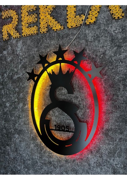 Luxury Işıklı Gs Logo Cimbom 5 Yıldız Metal Tablo Dekoratif Işıklı Tablo- Galatasaray 1 Adet