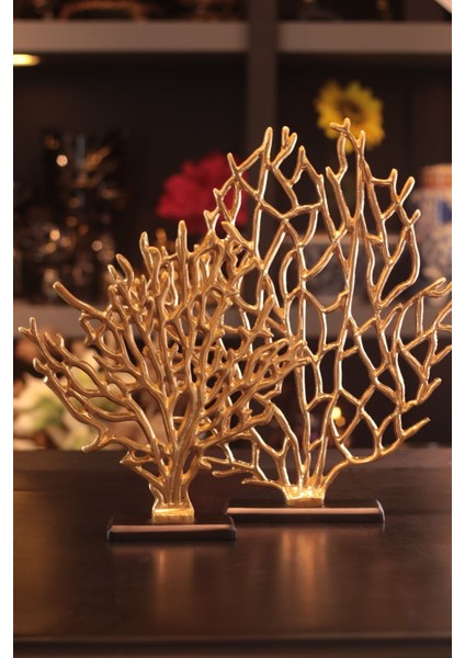 Luxury Pirinç 2'li Hayat Ağacı Dekoratif Obje - Gold 1 Adet