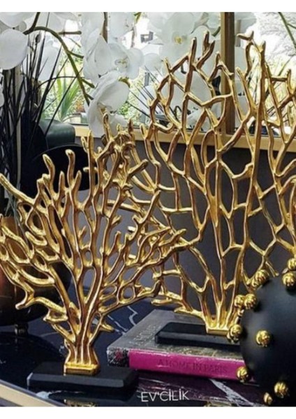 Luxury Pirinç 2'li Hayat Ağacı Dekoratif Obje - Gold 1 Adet fırsatları