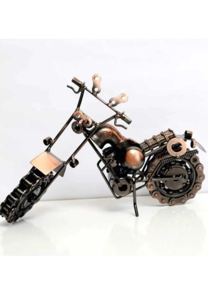 Luxury El Yapımı Motosiklet Figürler Modeli Retro Vintage Ev-Ofis Dekoratif Metal Süs Büyük Boy 1 Adet