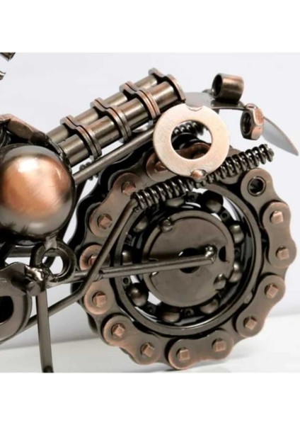 Luxury El Yapımı Motosiklet Figürler Modeli Retro Vintage Ev-Ofis Dekoratif Metal Süs Büyük Boy 1 Adet