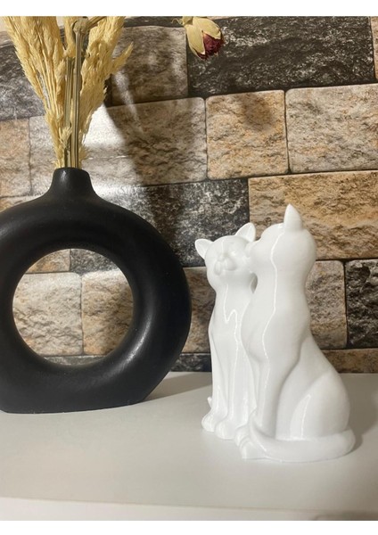 Luxury Dekoratif Sevimli Aşk Kedileri Biblo 10 cm Plastik 1 Adet