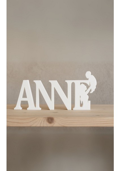Luxury Anne Yazılı Anne ve Çocuk Silüetli 3D Dekor 20X7 cm Anneler Günü Hediyesi 1 Adet