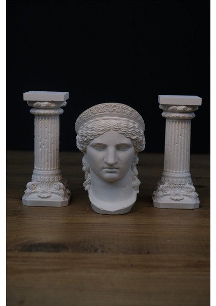 Luxury Hera Heykeli ve Ionic Roma Sütunu 1 Adet