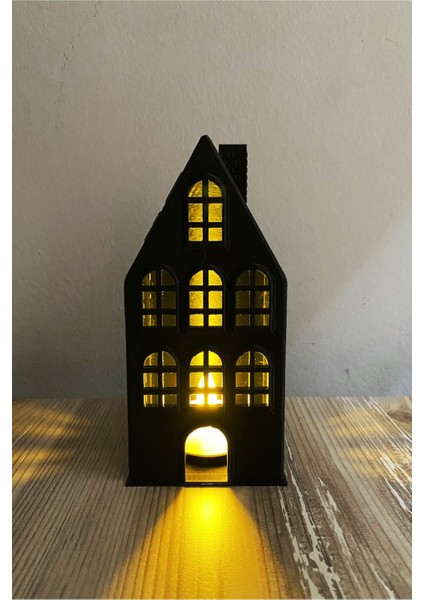 Luxury Dekoratif Siyah Ev Tealight Mum Hediyeli Plastik 15CM 1 Adet