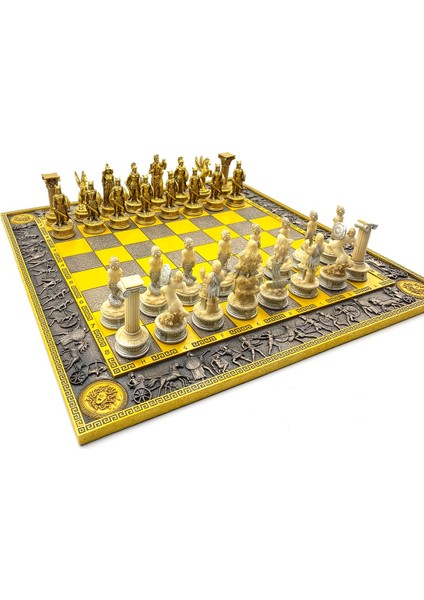 Luxury Veronese Yunan Mitoloji Santranç Takımı, El Boyaması 44,5X44,5X8,3 cm 1 Adet indirimleri