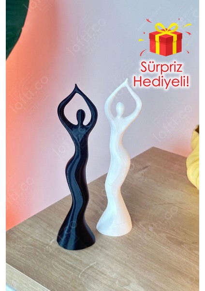 Luxury Dans Eden Kadın Figürü 2'li Siyah Beyaz - Dekoratif Obje - Dekoratif Biblo 1 Adet