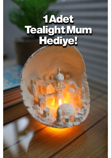 Luxury 13CM Boyutunda Ay Şehri Tealight Mumluk - Dekoratif Mumluk 1 Adet