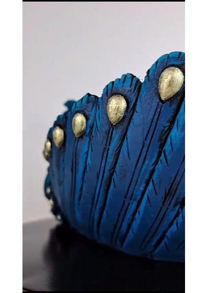 Luxury Dekoratif Tavus Kuşu Gondol Şekerlik Saksı Biblo 27X14 cm 1 Adet