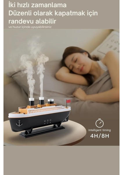 Büyük Gemi Titanic Görünümlü Premium Hava Nemlendirici Ultrasonik Ortam Oda Nemlendirici Işıklı modelleri