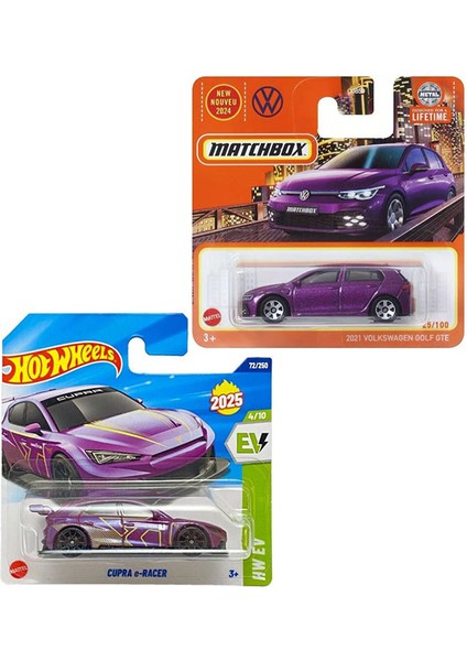 2 Araç Set Matchbox 2021 Volkswagen Golf Gte & Cupra ERacer (1/64)