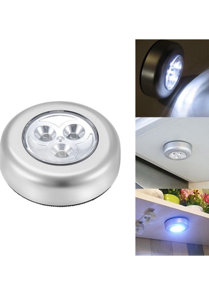 Kablosuz Spot Pilli Dokunmatik LED Lamba 3 Ledli Dolap Lambası (2818)