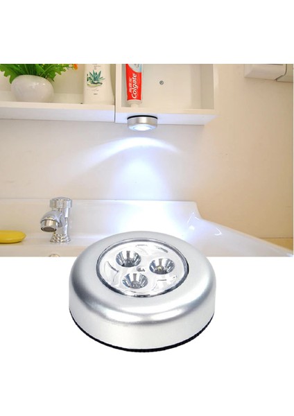 Kablosuz Spot Pilli Dokunmatik LED Lamba 3 Ledli Dolap Lambası (2818)