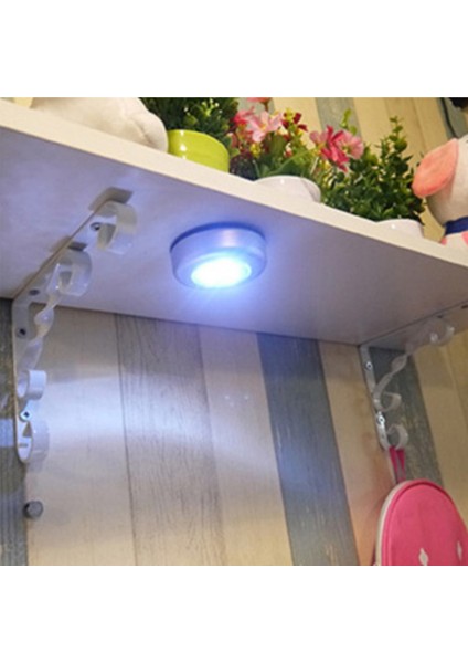 Kablosuz Spot Pilli Dokunmatik LED Lamba 3 Ledli Dolap Lambası (2818)